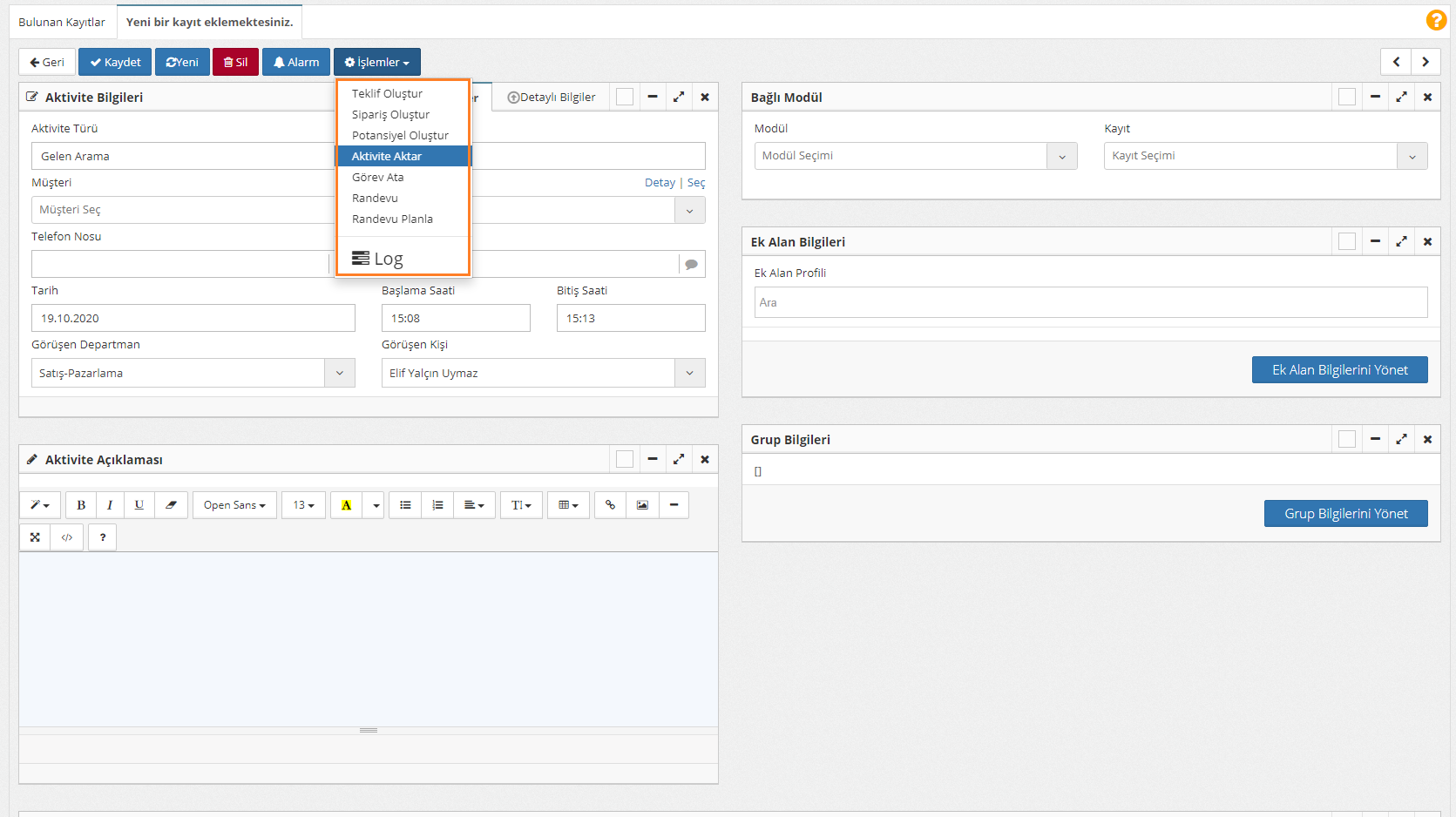 aktivite yönetimi 4